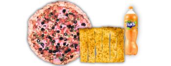 Pizza Familiar de 3 Ingredientes + Palitos de Ajo + Bebida de 1,5 Litros